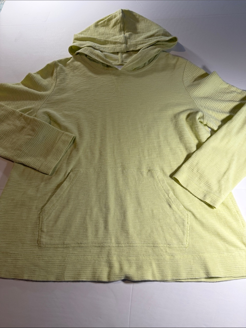 J. Jill Women’s Light Lime Cotton Textured Hooded Pullover, Size M